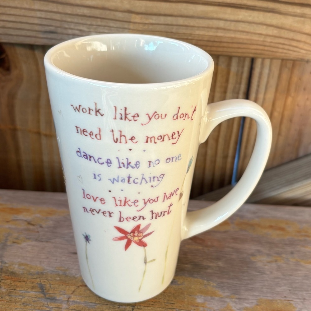 Natural Life Robin Rawlings Artwork Tall Floral Stoneware Coffee Mug Size 16oz